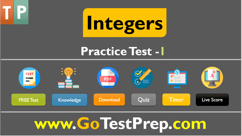 Integers Practice Test Sample Question Answers PDF