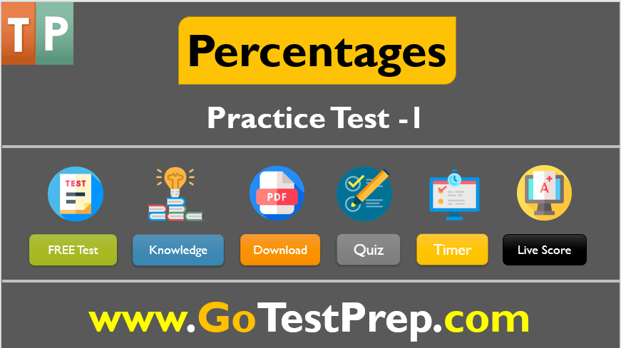 Percentages Practice Test Problems Question Answers