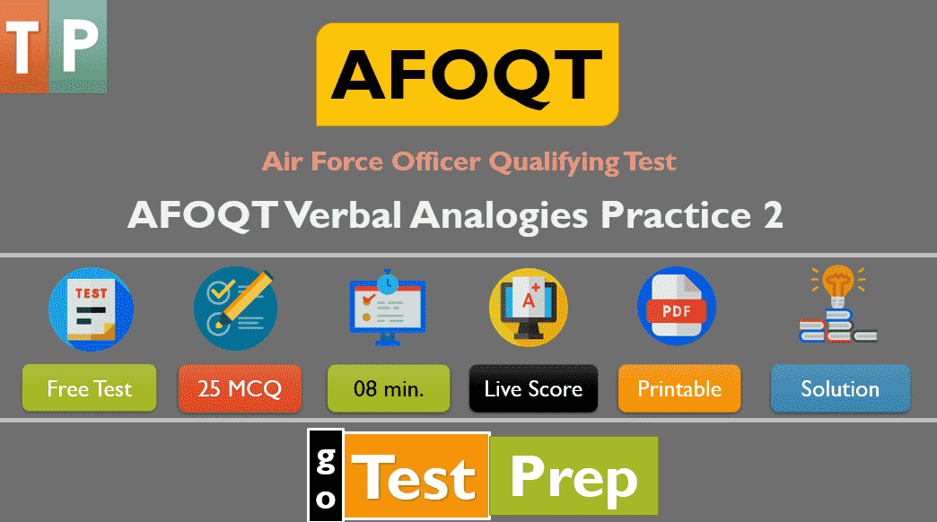 AFOQT Verbal Analogies Practice Test 2 (PDF) Worksheet